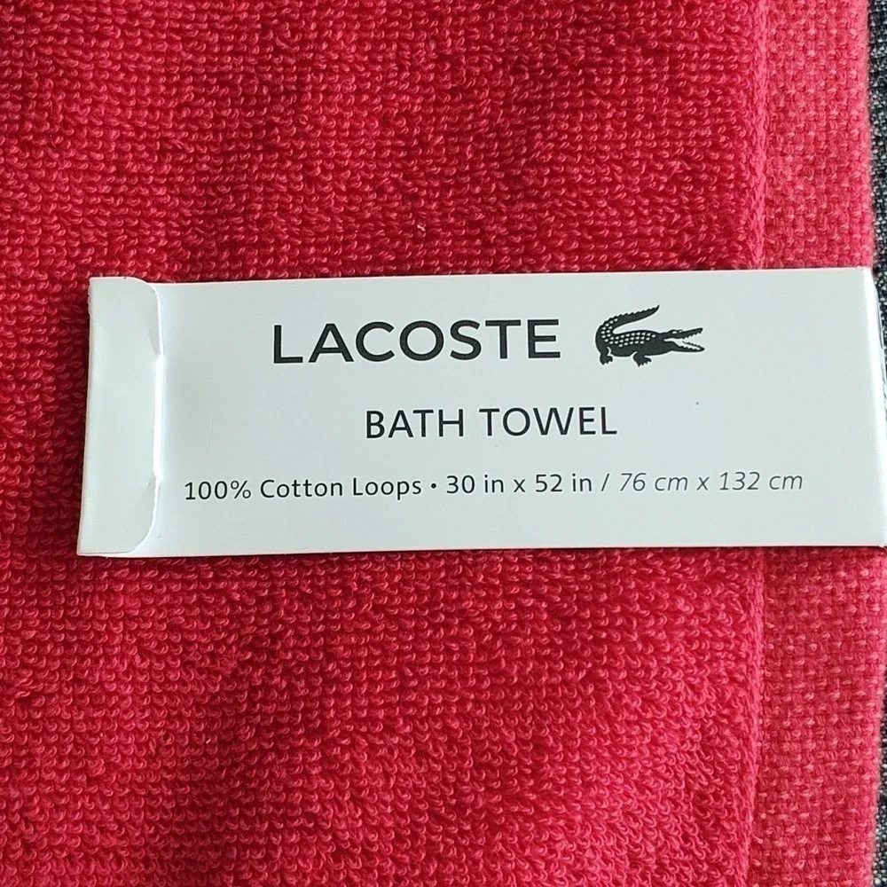 NEW LACOSTE Bath Towel Red